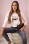 Bluzka z nadrukiem Summer Girl pudrowy róż  