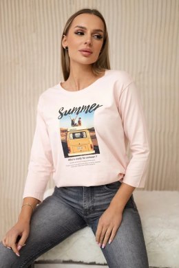 Bluzka z nadrukiem Summer car pudrowy róż  