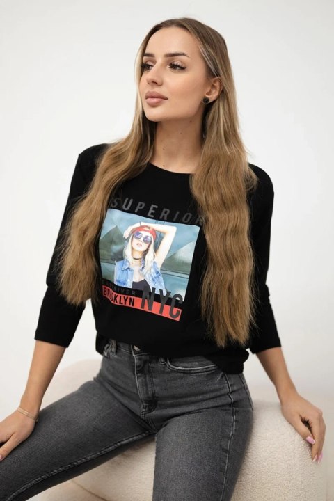 Bluzka z nadrukiem Superior czarna  