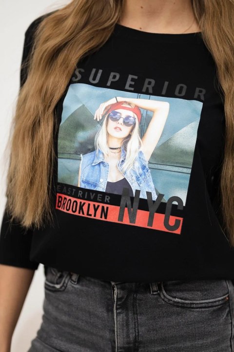 Bluzka z nadrukiem Superior czarna Bluzka z nadrukiem Superior czarna