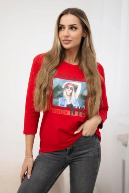Bluzka z nadrukiem Superior czerwona  