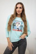 Bluzka z nadrukiem Superior miętowa  