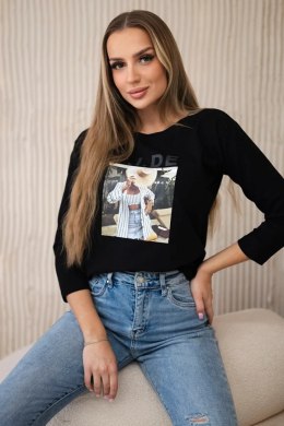Bluzka z nadrukiem Tide czarna  