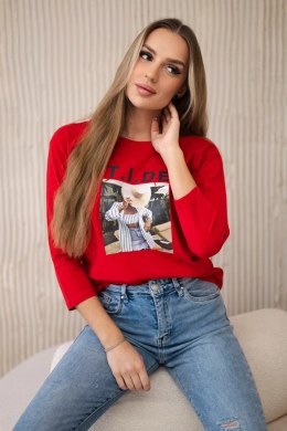 Bluzka z nadrukiem Tide czerwona  
