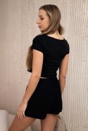 Komplet bawełniany z szortami czarny  