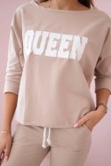 Komplet z nadrukiem Queen beżowy  