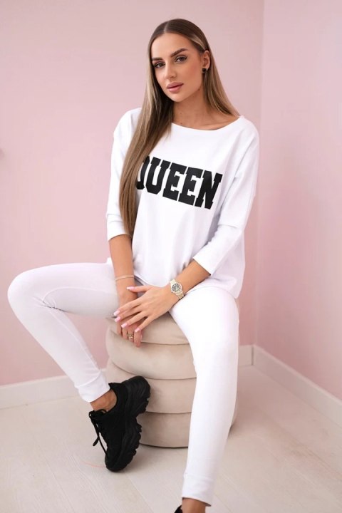 Komplet z nadrukiem Queen biała  