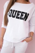 Komplet z nadrukiem Queen biała  