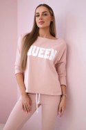 Komplet z nadrukiem Queen ciemny pudrowy róż  