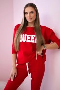 Komplet z nadrukiem Queen czerwony  