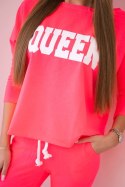 Komplet z nadrukiem Queen różowy neon  