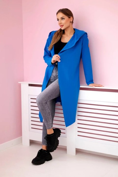 Bluza Narzutka długa z kapturem chabrowa Bluza Narzutka długa z kapturem chabrowa