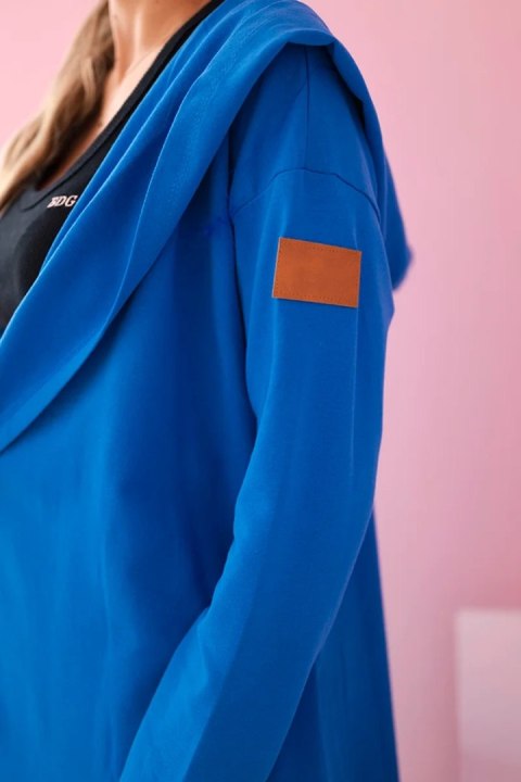 Bluza Narzutka długa z kapturem chabrowa Bluza Narzutka długa z kapturem chabrowa