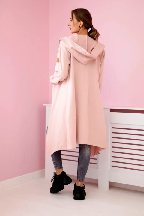 Bluza Narzutka długa z kapturem ciemny pudrowy róż Bluza Narzutka długa z kapturem ciemny pudrowy róż