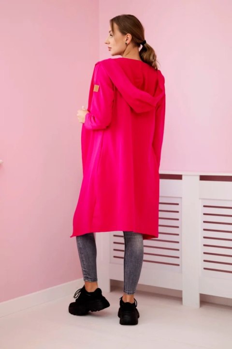 Bluza Narzutka długa z kapturem fuksja Bluza Narzutka długa z kapturem fuksja