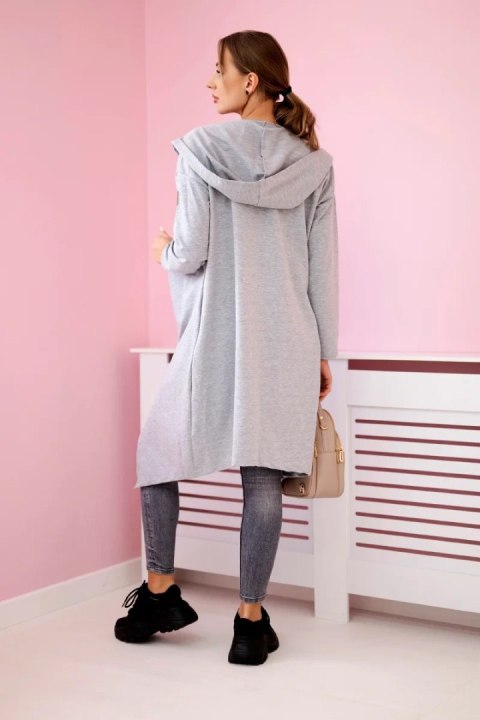 Bluza Narzutka długa z kapturem szara Bluza Narzutka długa z kapturem szara