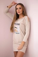 Sukienka z nadrukiem Dream beżowa  
