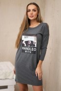 Sukienka z nadrukiem Handle with grafitowa  