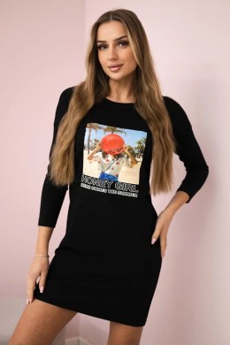 Sukienka z nadrukiem Honey girl czarna  