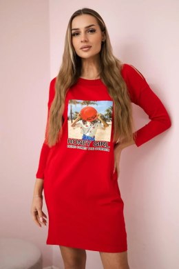 Sukienka z nadrukiem Honey girl czerwona  
