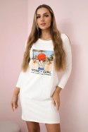 Sukienka z nadrukiem Honey girl ecru  
