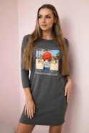 Sukienka z nadrukiem Honey girl grafitowa  