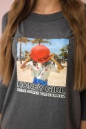 Sukienka z nadrukiem Honey girl grafitowa  