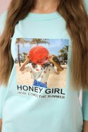 Sukienka z nadrukiem Honey girl miętowa  