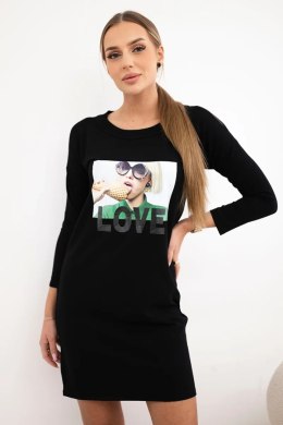 Sukienka z nadrukiem Love czarna  