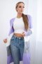 Sweter Kardigan w pasy fioletowy+ecru  