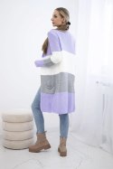 Sweter Kardigan w pasy fioletowy+ecru  