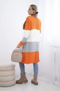 Sweter Kardigan w pasy pomarańczowy+ecru  