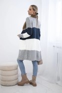 Sweter Kardigan w pasy szary+ciemny jeans  