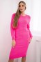 Sweter Sukienka w prążek różowy neon  