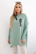 Bluza oversize z asymetrycznymi bokami ciemny miętowy  