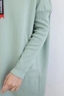 Bluza oversize z asymetrycznymi bokami ciemny miętowy  