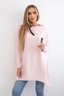 Bluza oversize z asymetrycznymi bokami pudrowy róż  