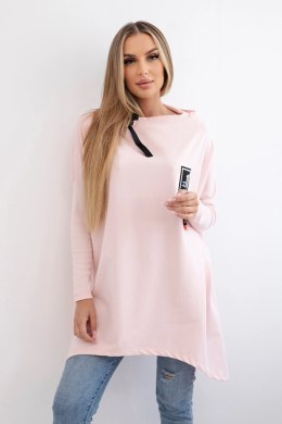 Bluza oversize z asymetrycznymi bokami pudrowy róż  