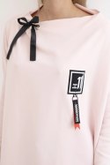 Bluza oversize z asymetrycznymi bokami pudrowy róż  