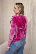 Bluza welurowa z kapturem fuksja  