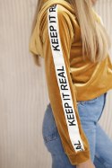 Bluza welurowa z kapturem musztardowa  