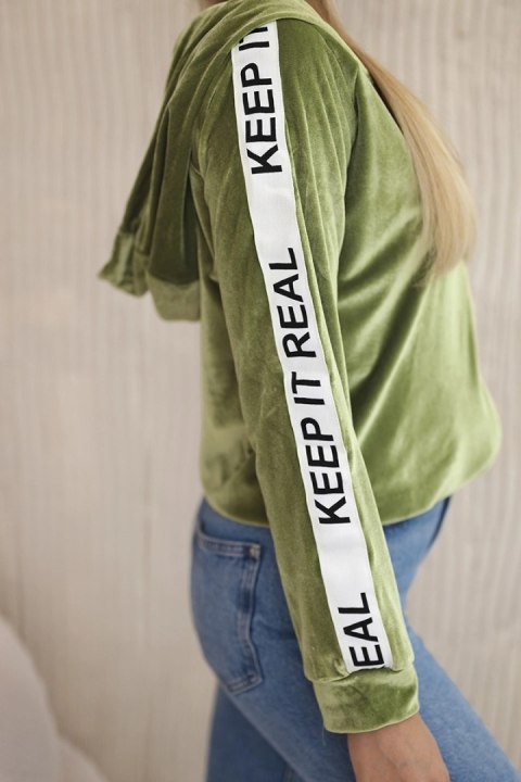 Bluza welurowa z kapturem zielona Bluza welurowa z kapturem zielona