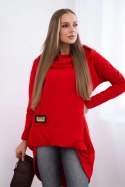 Bluza z długim tyłem i kapturem czerwona  