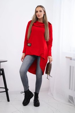 Bluza z długim tyłem i kapturem czerwona  