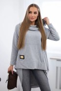 Bluza z długim tyłem i kapturem szara  