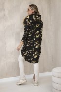 Bluza z długim tyłem moro khaki+brązowy  