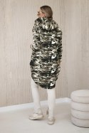 Bluza z długim tyłem moro khaki+ecru  