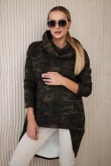 Bluza z długim tyłem moro khaki+zielony  