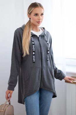 Bluza z dłuższym tyłem i kapturem grafitowa  