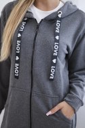 Bluza z dłuższym tyłem i kapturem grafitowa  